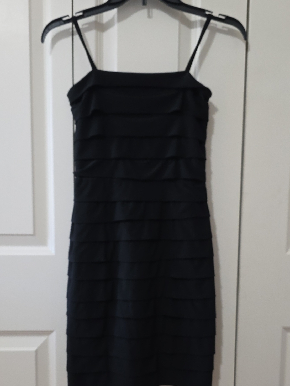 Classic Black Layered Spaghetti-Strap Dress